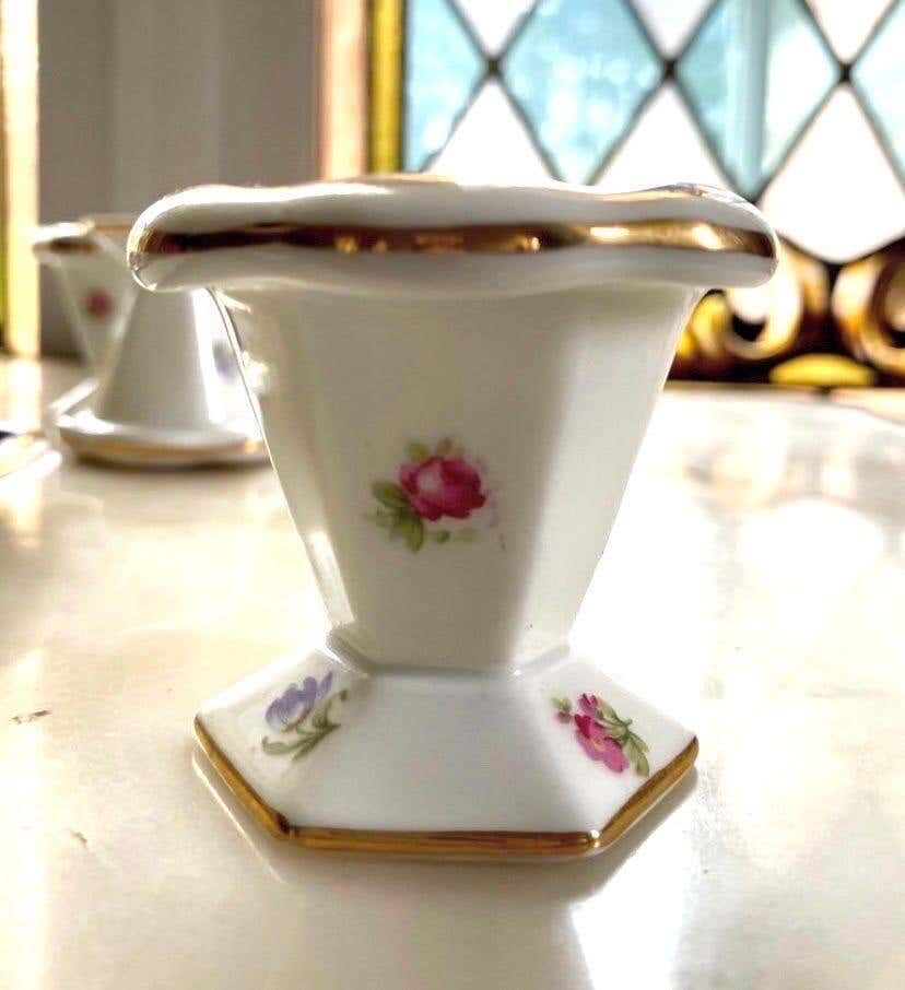 Blue and gold sweet egg set in Limoges porcelain, France, 1928