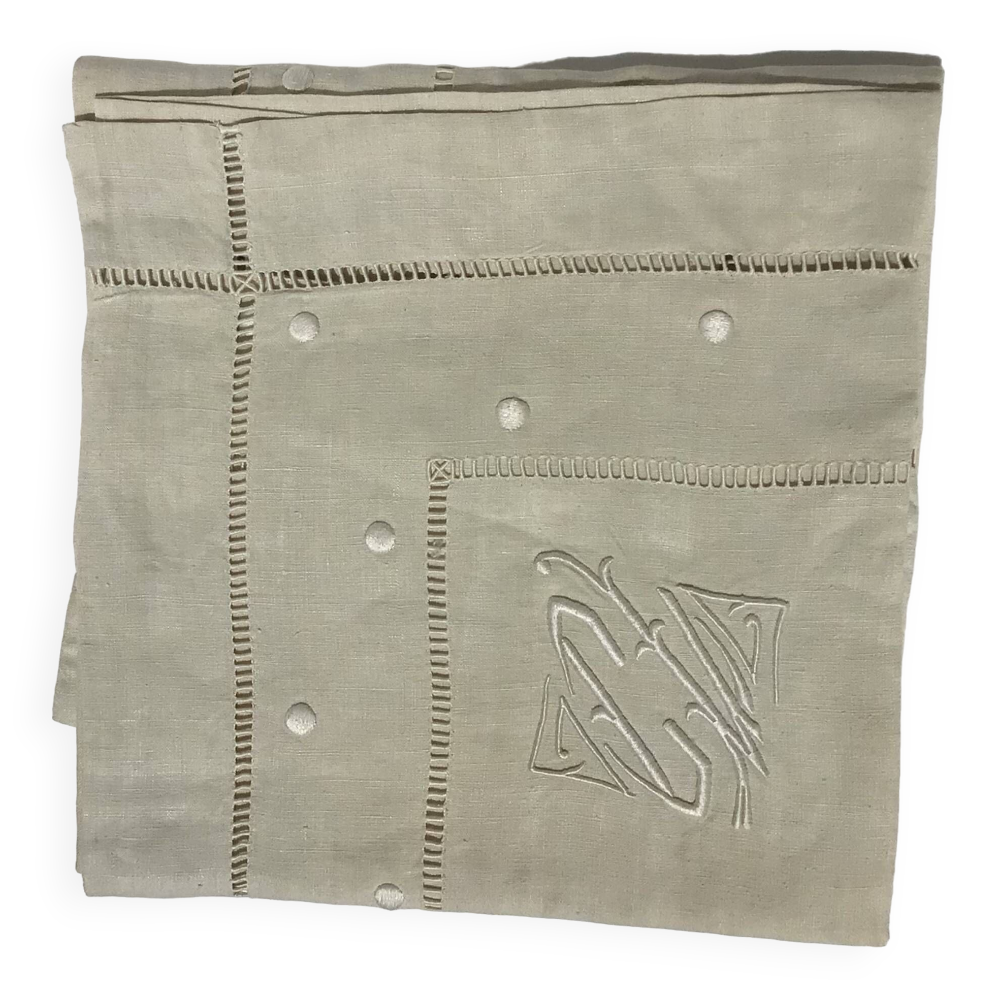 New linen pillowcase embroidered CV day scale, pastilles