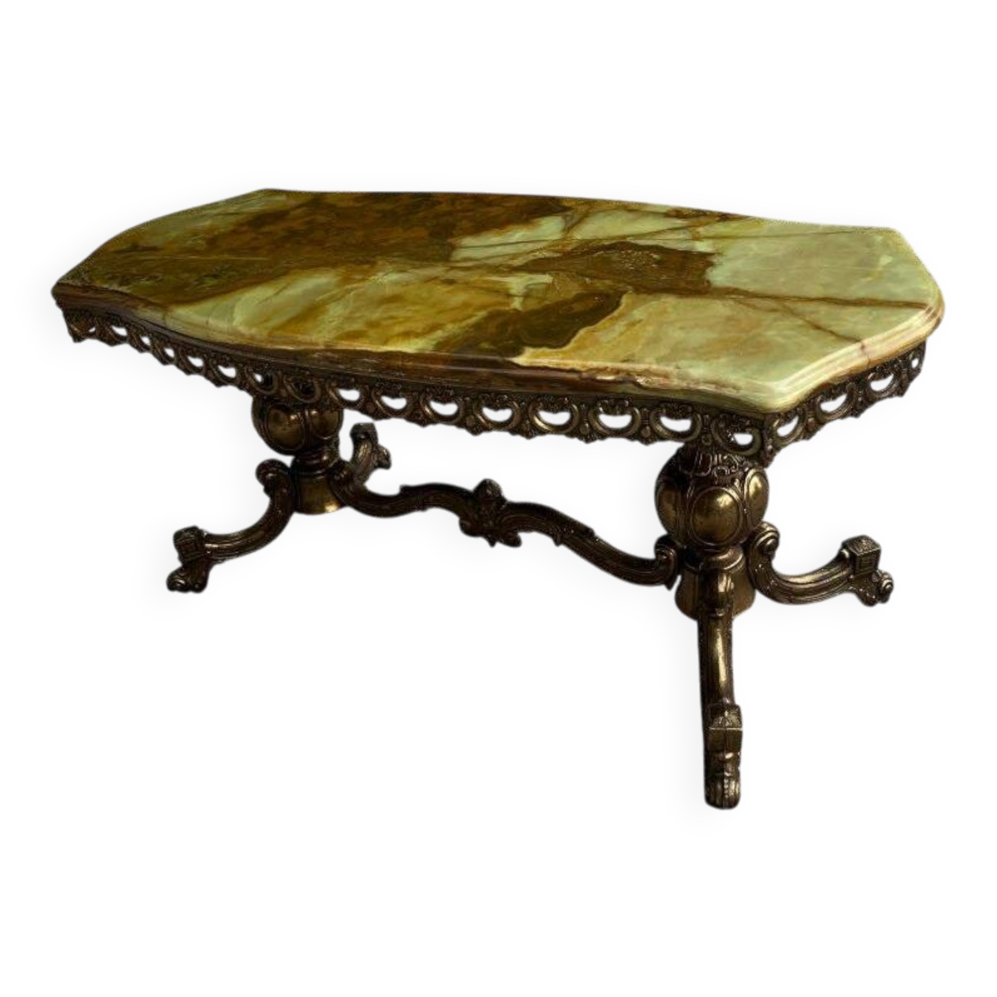 Marble and brass coffee table