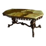 Marble and brass coffee table