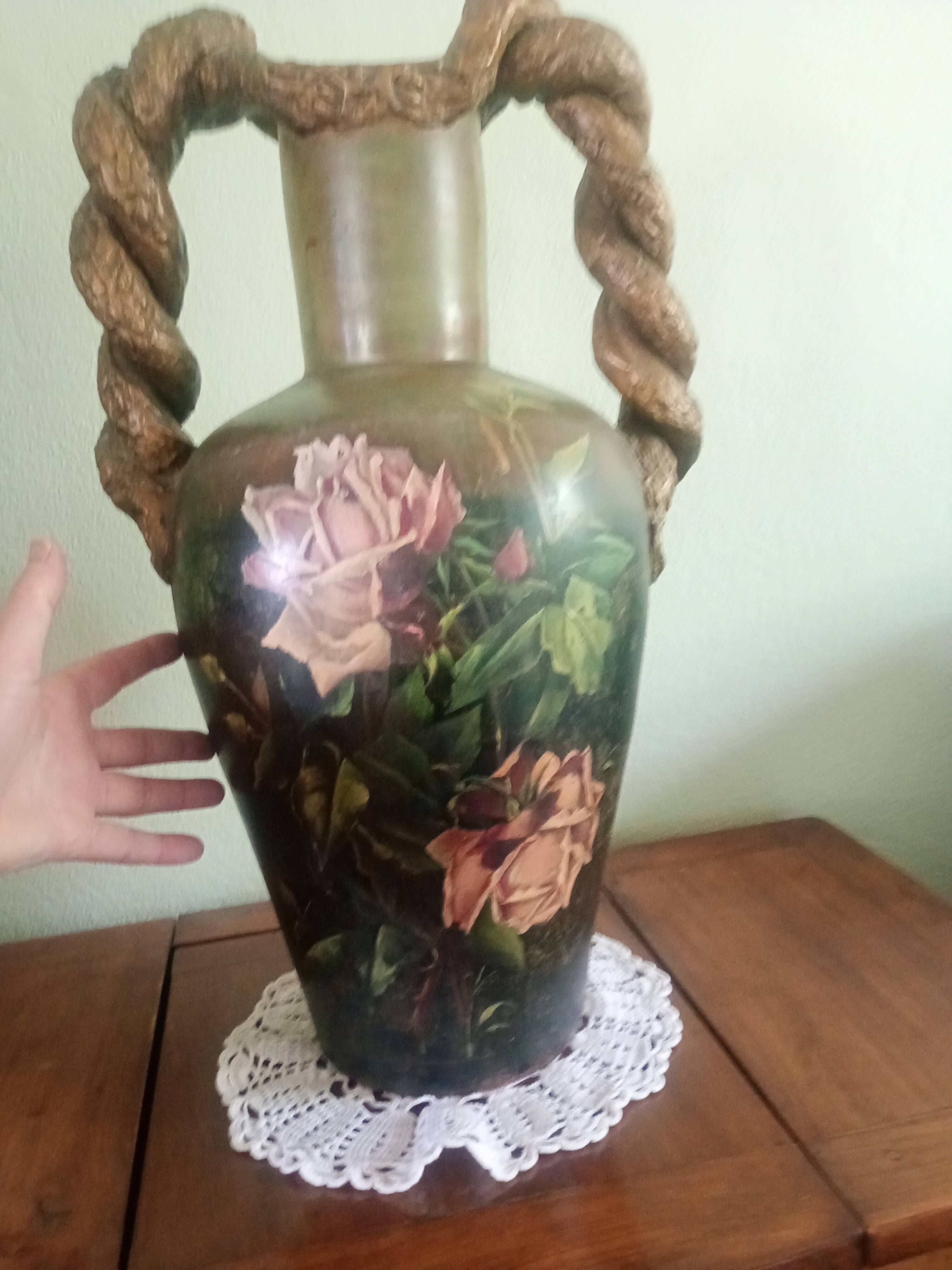 Double-handled vase with roses by Georges Weissenburger, École de Nancy.