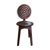 Tabouret bois dosseret rustique