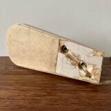 Art Deco pink marble and glass bedside lamp with photo holder