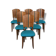 A set of 6 completely renovated turquoise chairs.
