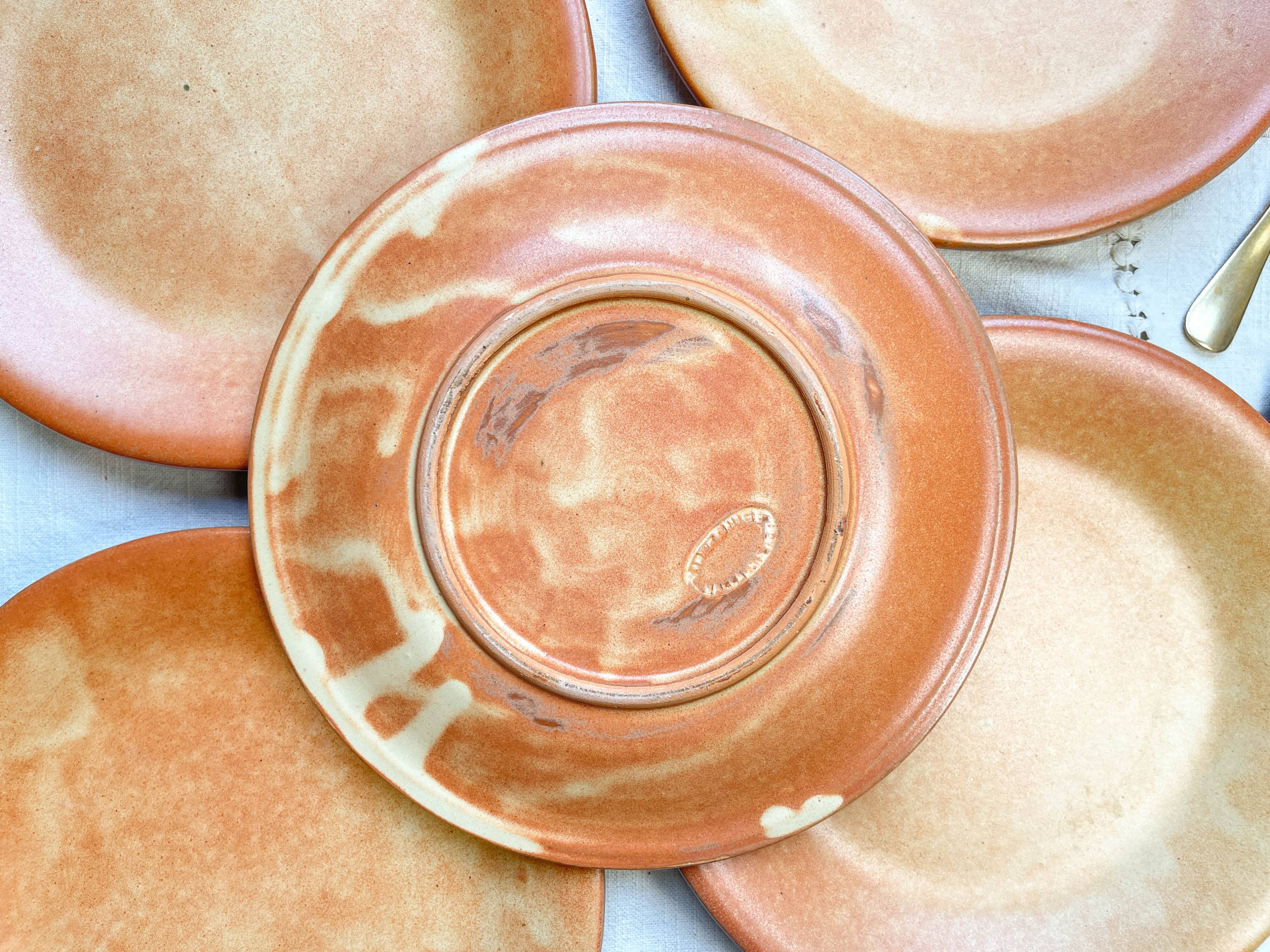 5 Vintage Vallauris Stoneware Plates