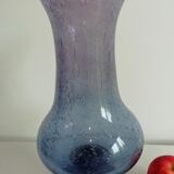Purple bubbled glass vase