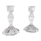 Pair of molded glass candle holders