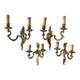 Assorted brass wall lights x4 rocaile style