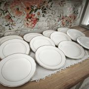 Lot de 12 assiettes à dessert en faïence blanche liseré doré Sarreguemines