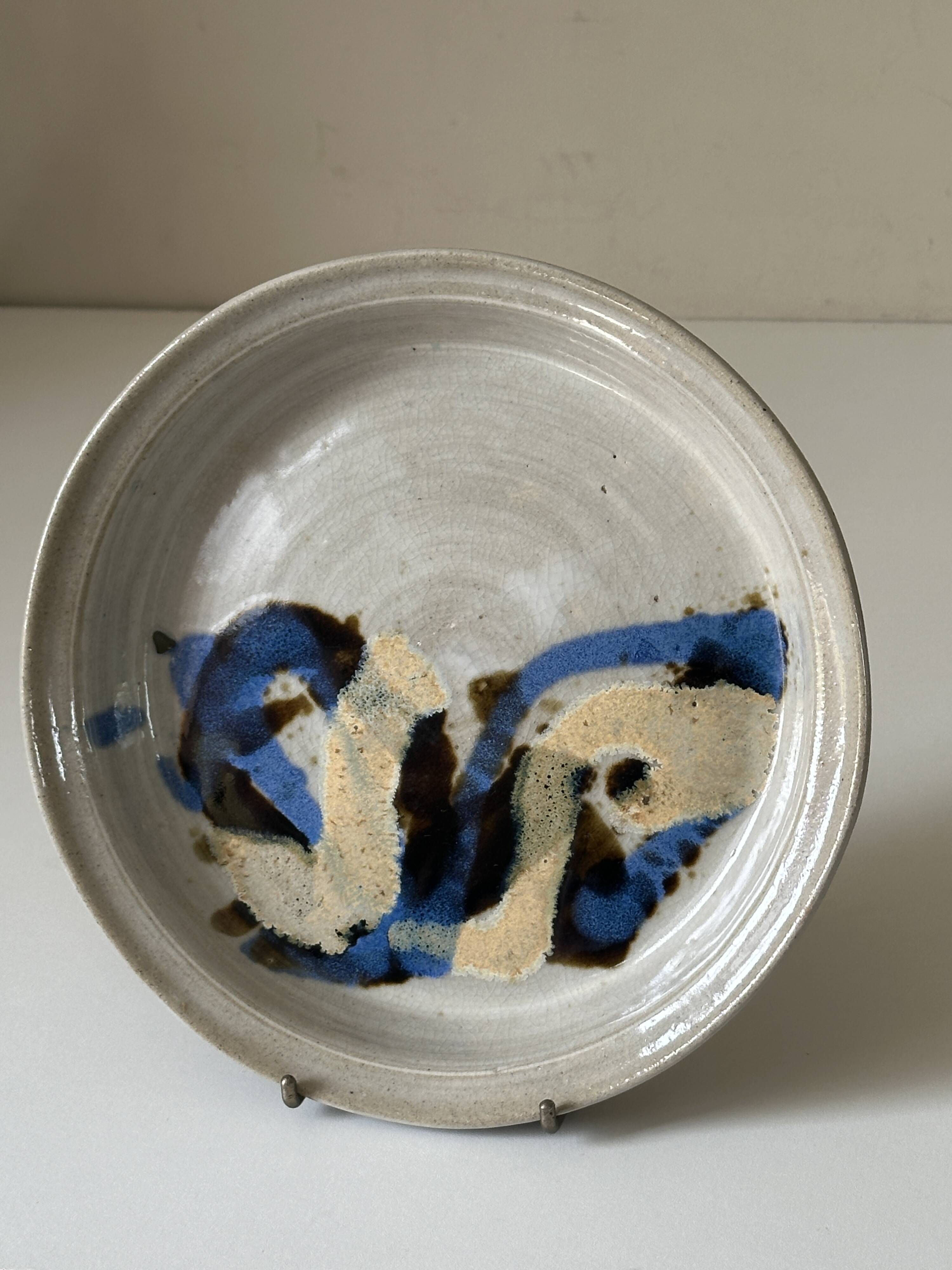 Ceramic plate signed vintage 70s