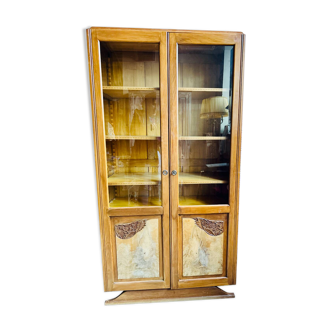 Small cabinet – Art Deco style bookcase in light wood with beveled glass.