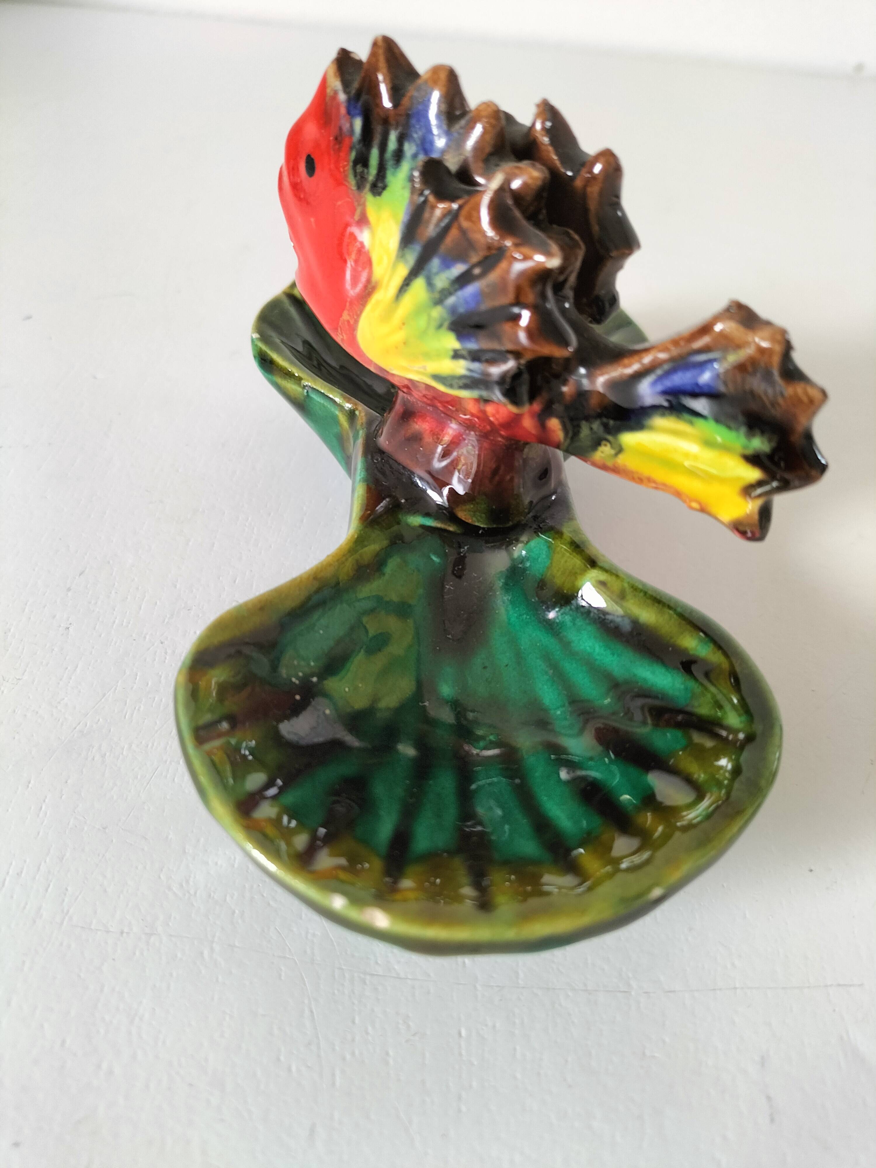 Vintage 1960s-1970s fish barbotine pocket vases