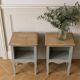 Pair of restored antique bedside tables painted in verdigris.