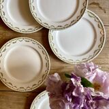 Set of 6 vintage flat ironstone plates - Sarreguemines