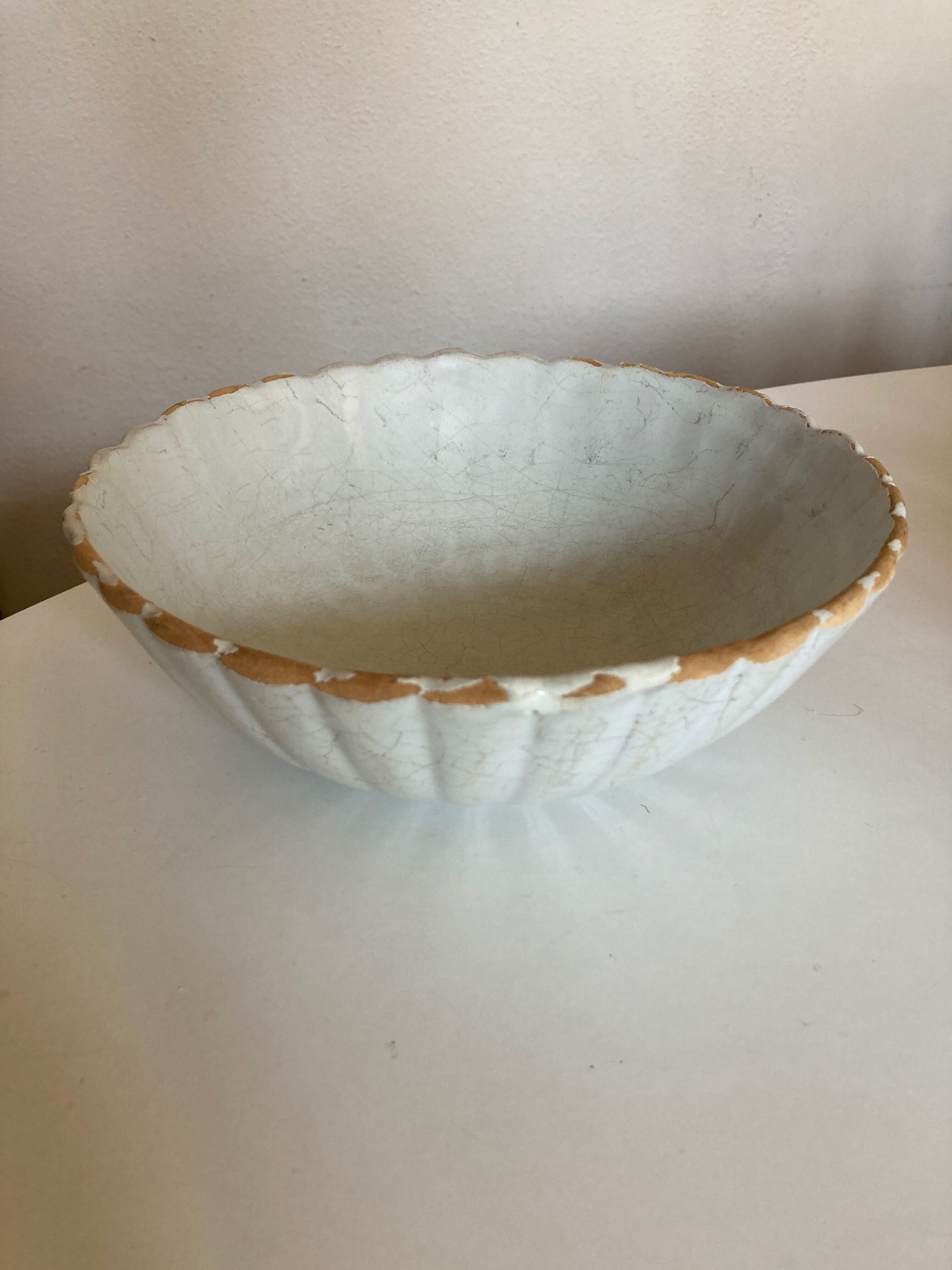 Enamelled earth godrons cup Vieux Moustiers 19th