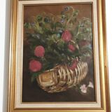 Huile sur toile bouquet de fleurs ancienne
