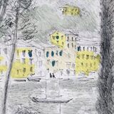 Michele Cascella, Portofino, 1960s, lithograph