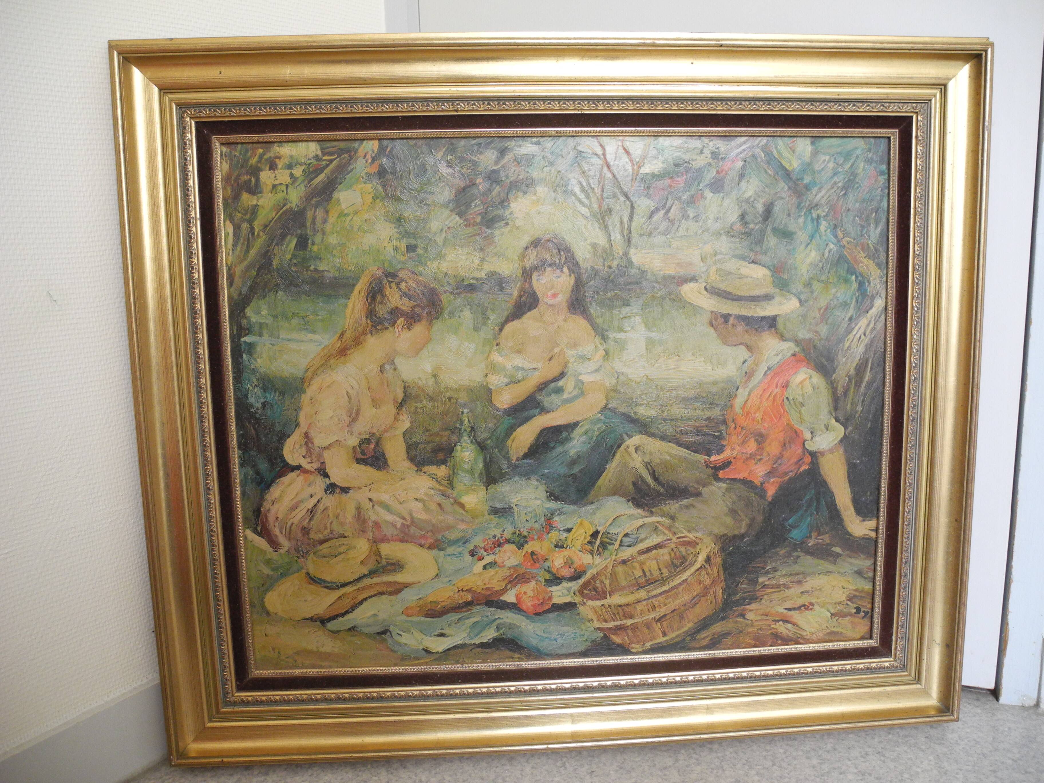 old painting reproduction Marcel Dyf vintage deco repro painting 1960