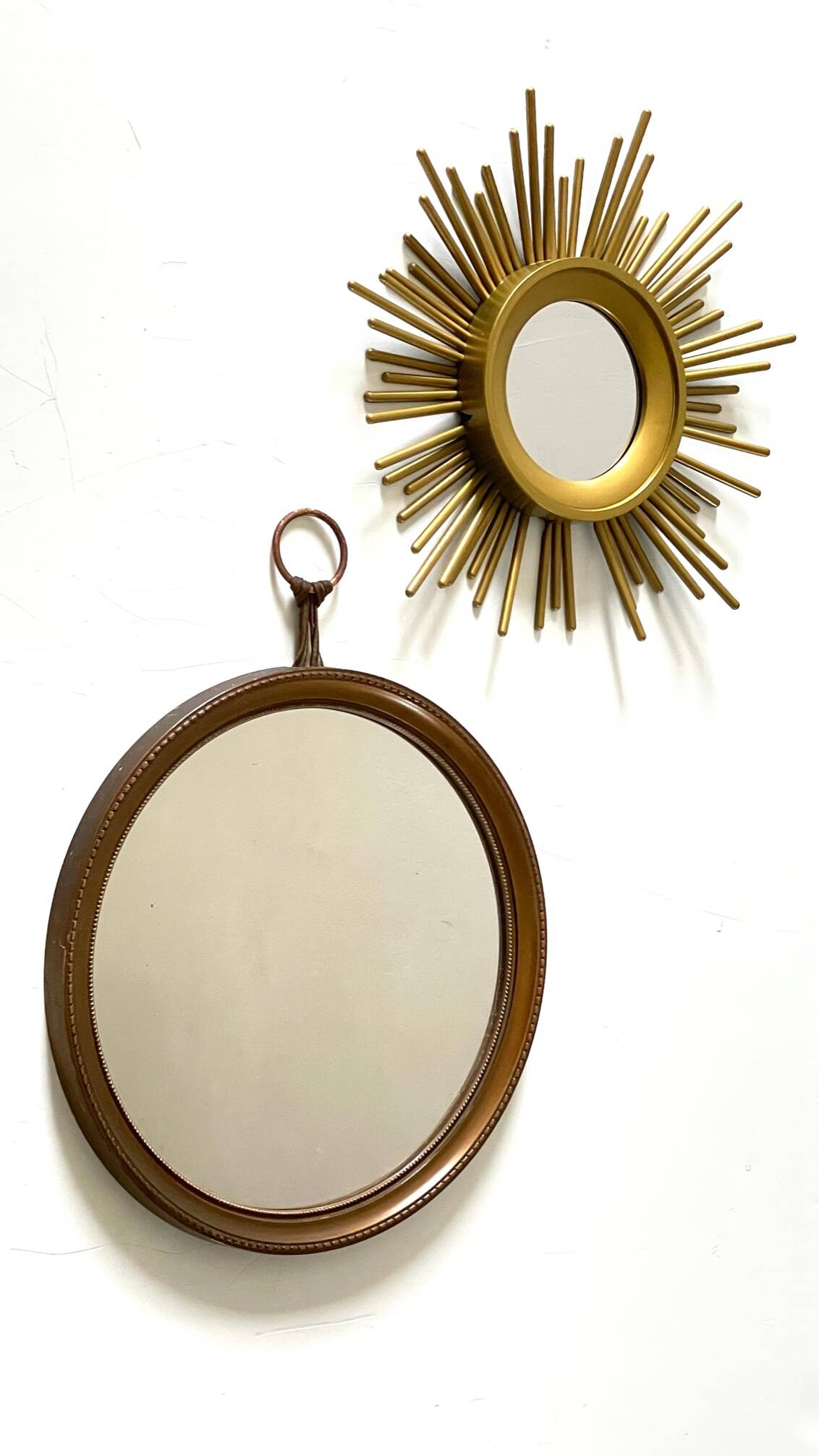 Duo of Vintage Golden SUN MIRRORS