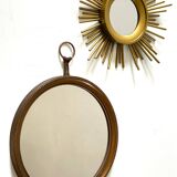Miroirs rond doré et miroir soleil doré vintage