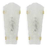 Pair of large angular glass wall lights by Hillebrand, Germany, 1960s.