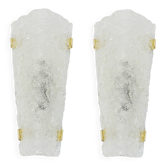 Pair of large angular glass wall lights by Hillebrand, Germany, 1960s.