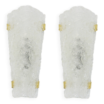 Pair of large angular glass wall lights by Hillebrand, Germany, 1960s.
