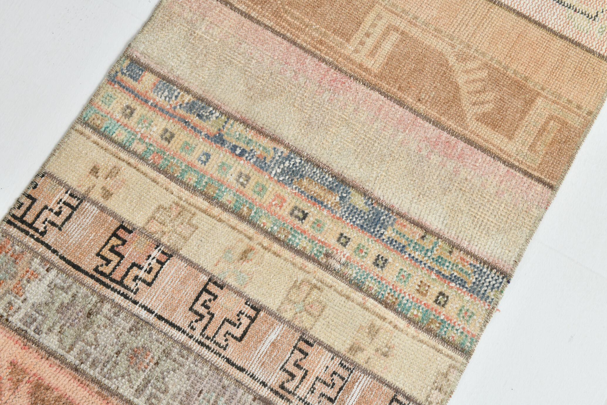 Neutral narrow vintage runner rug,64x262cm