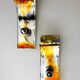 Pair of Murano Mazzega orange & clear glass wall sconces, Italy, 1970s