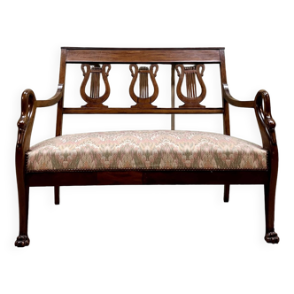 Mahogany Bench With Swan Neck From Empire Period 19th Century