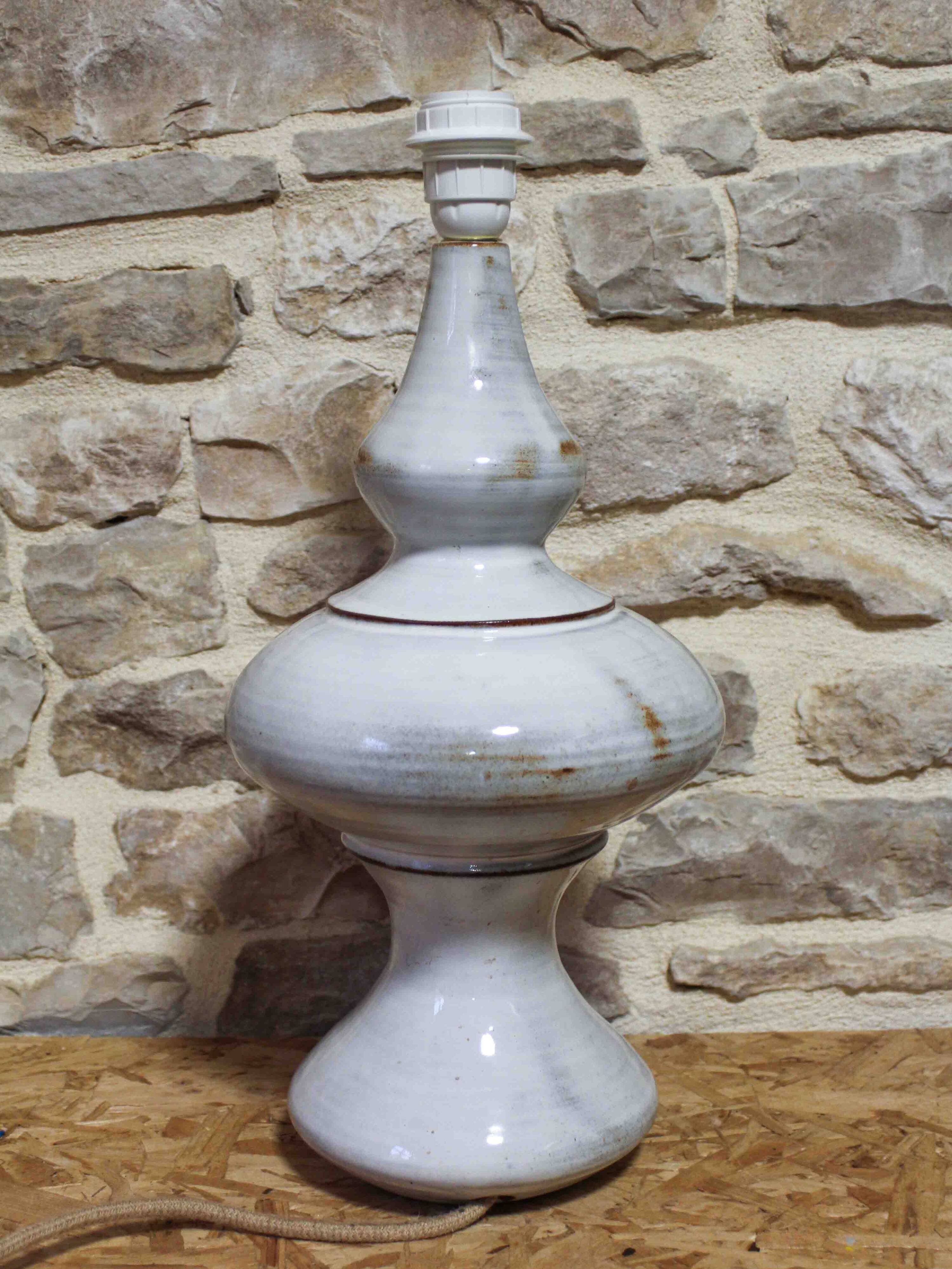 Large glazed ceramic lamp base by Jean-François Descombes, Vallauris.