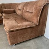 Old vintage modular corner sofa in designer velvet from the 70s/80s 4 elements
