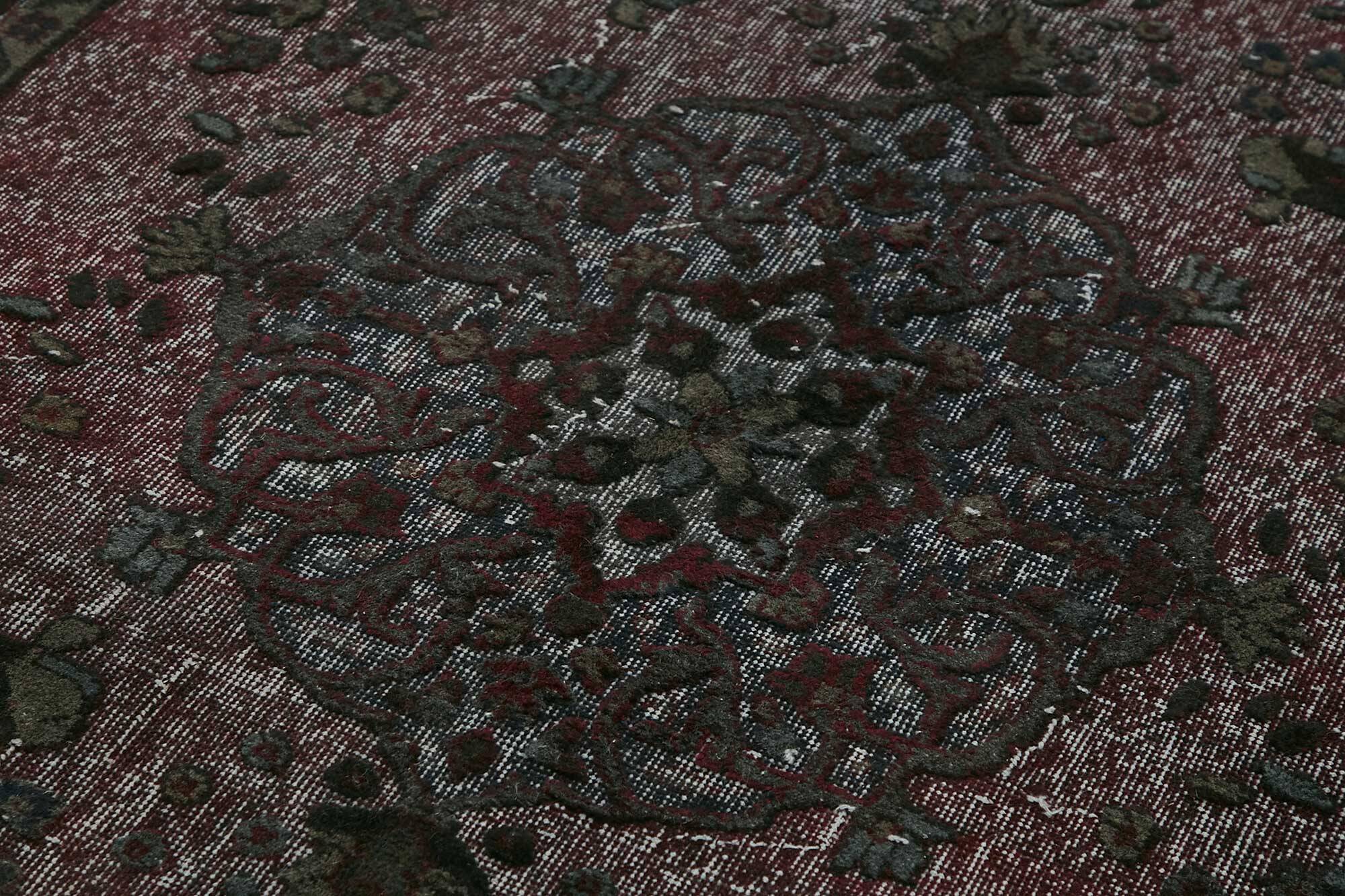 Overdyed Wool Vintage Handmade Carved Rug 166 cm x 305 cm