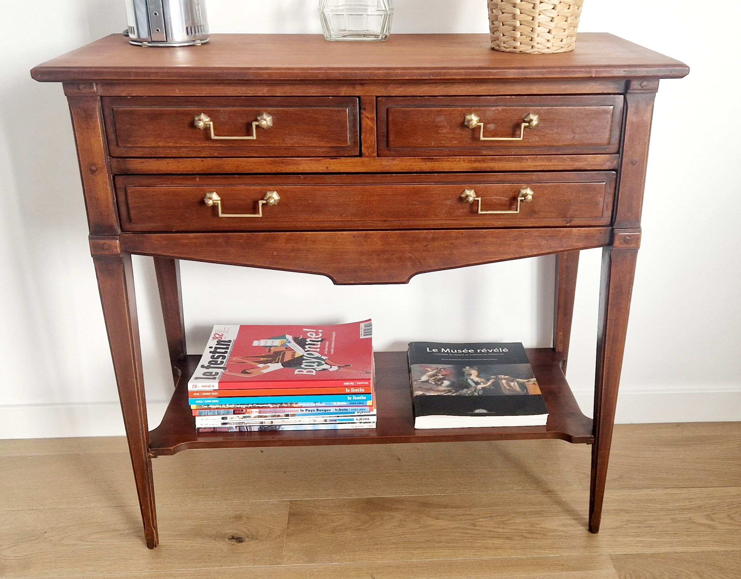 Console trolley style Directoire in mahogany