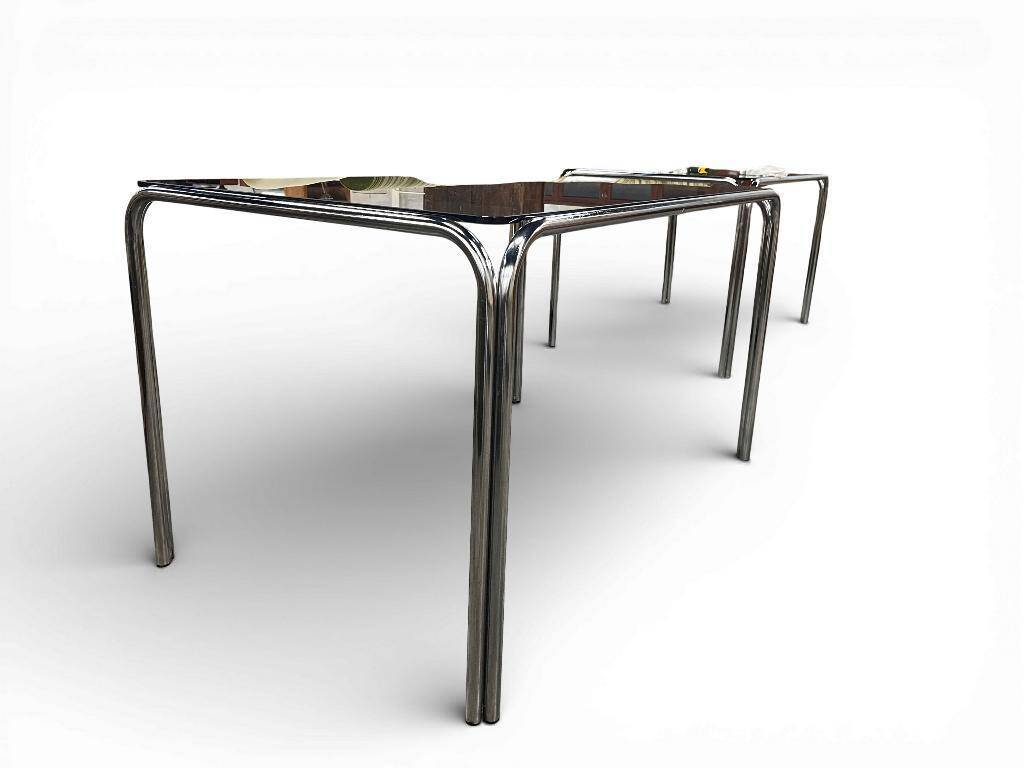 vintage chrome table with smoked glass