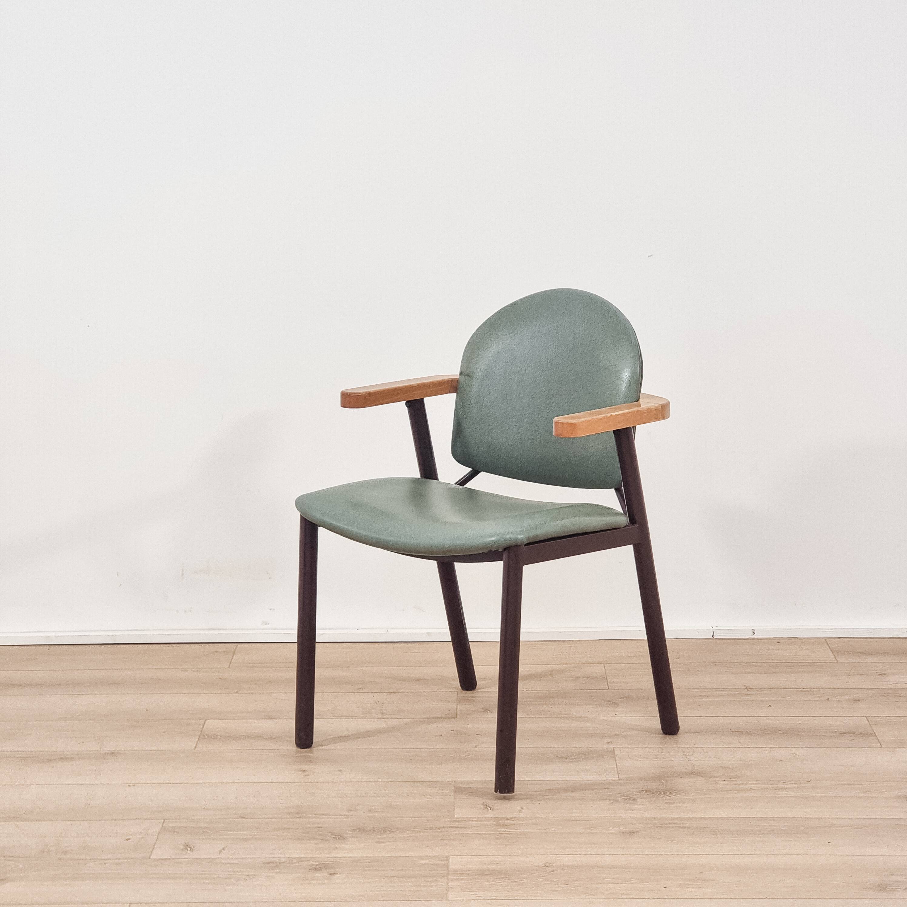 Pair of green armchairs, modernist design, 1970s