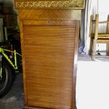 Meuble à rideau classeur meuble bureau ancien acajou et bronze doré