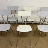 Set of 6 chairs in gray and white Formica