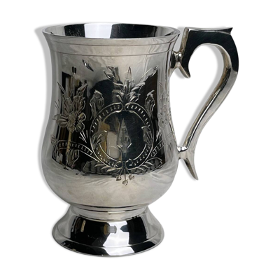 Arts de la table, chope mug tasse en métal argenté XXème