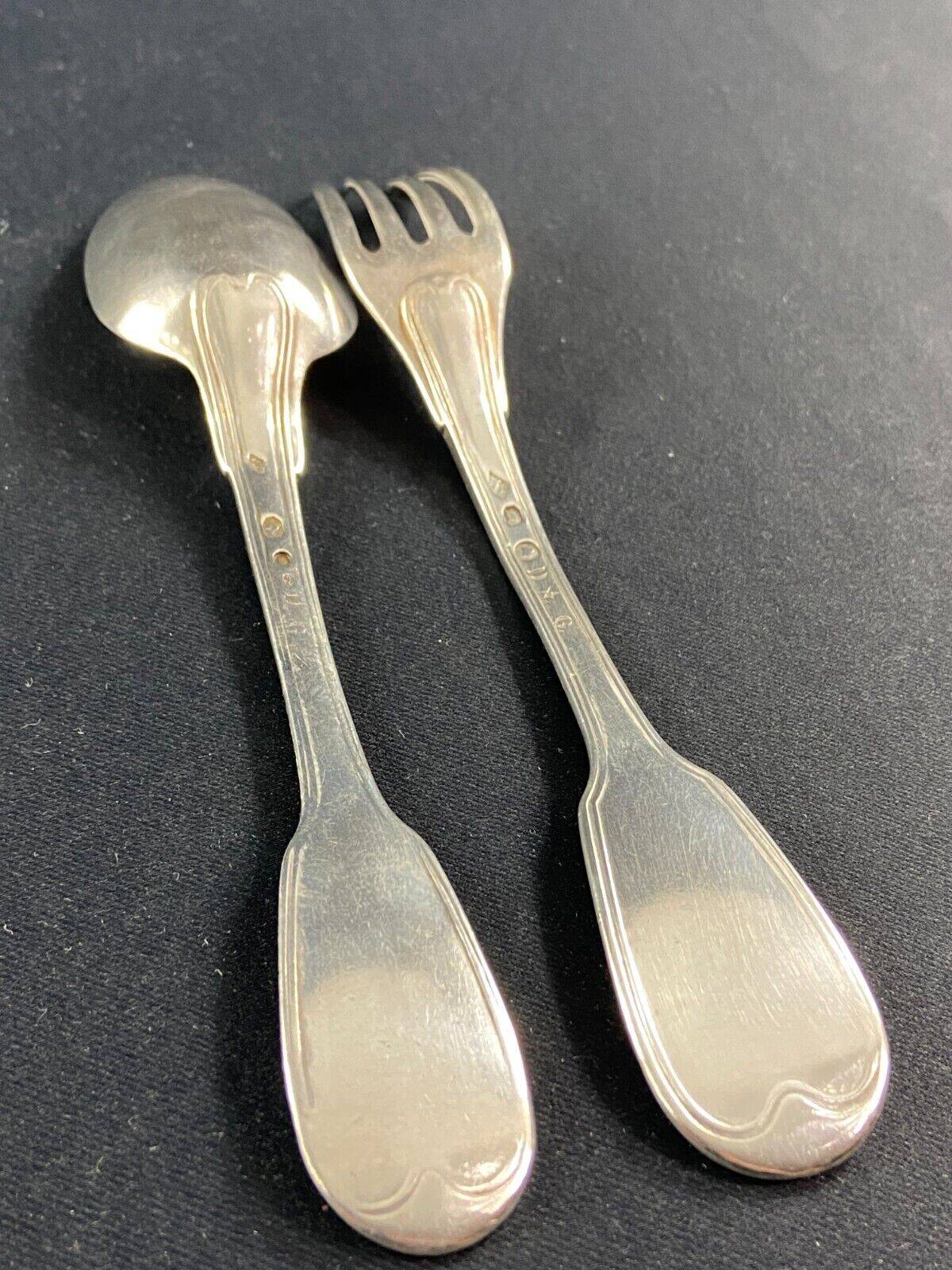 Cutlery fork large spoon fillet Louis XV silver rooster hallmarks 1798-1809