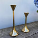 Duo of Scandinavian candle holders in gilded brass