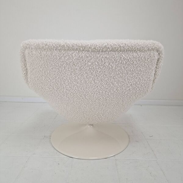 Fauteuil Lounge Artifort F518 restauré par Geoffrey Harcourt en tissu Bouclé,