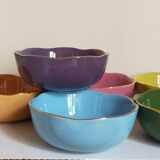 Six vintage multicolored ceramic bowls-cups