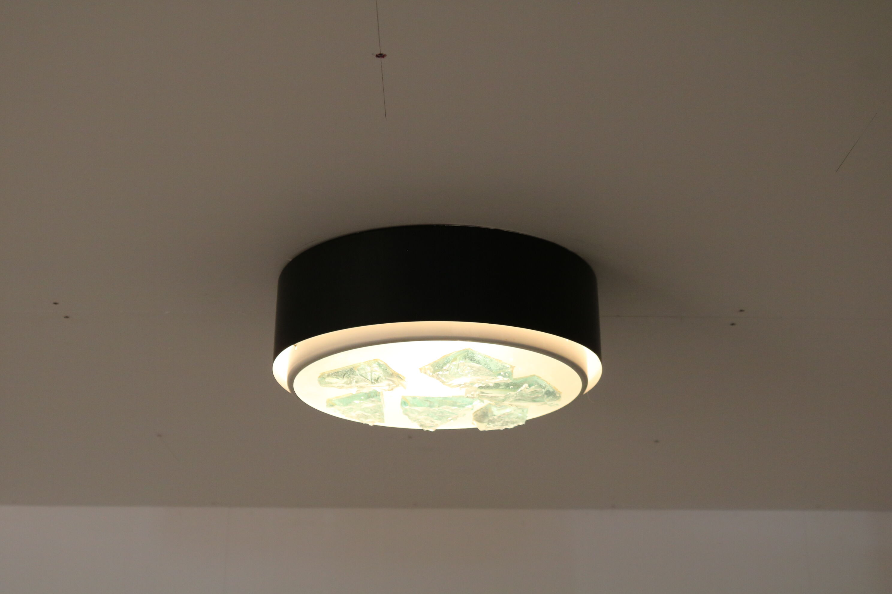 1950s ceiling light with glass made by Raak in the Netherlands