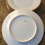 Set of 6 porcelain dinner plates with golden ear edging
