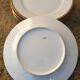 Set of 6 porcelain dinner plates with golden ear edging