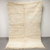 Beni ouarain white carpet, hollowed patterns 223x143cm