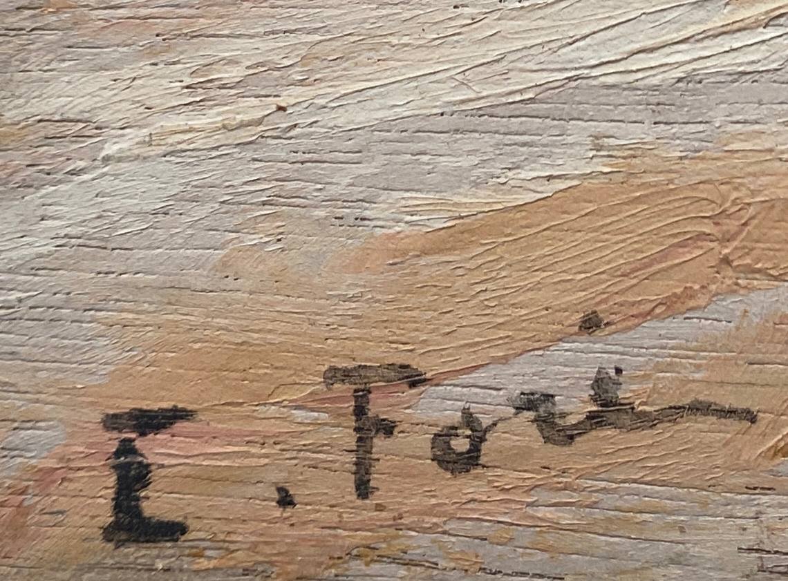 Painting bifacial view orientalist and mediterranean landscape signed mid-XX°