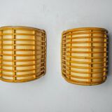 Pair of rattan sconces France 1960