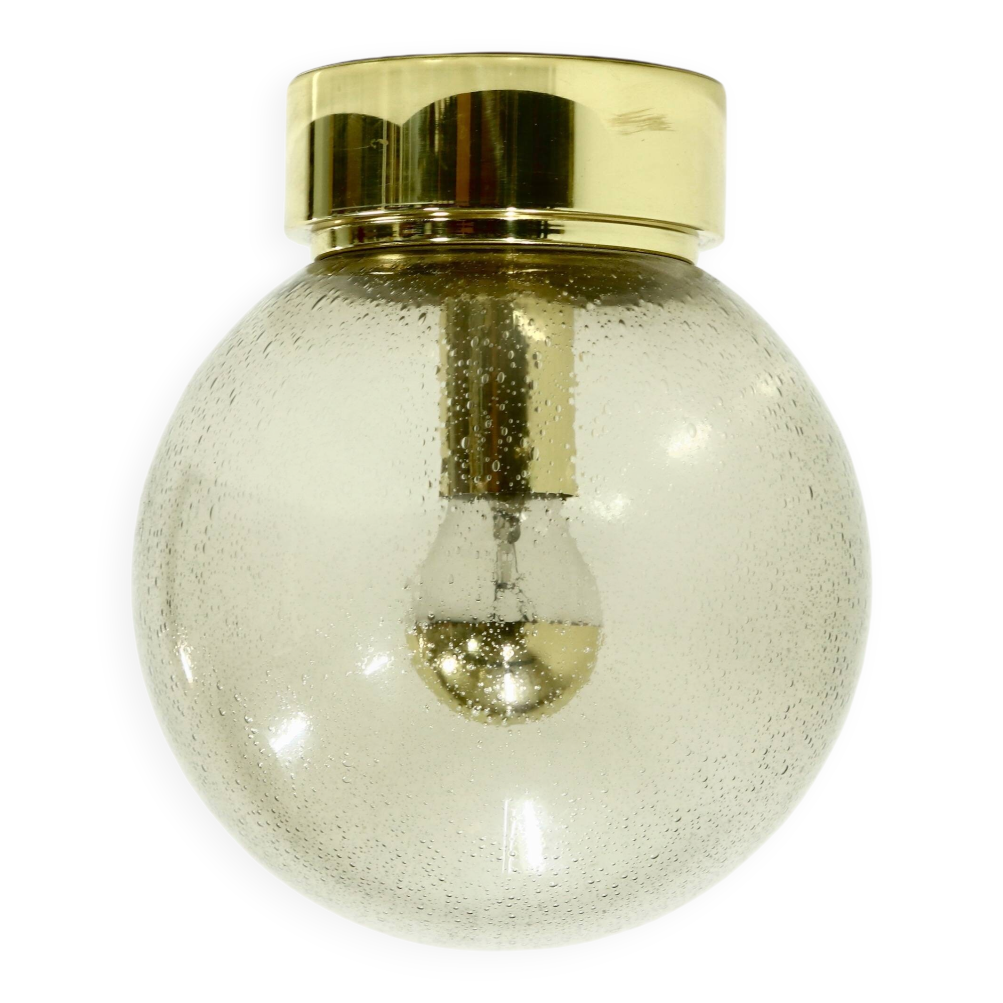 Textured Glass Ceiling Lamp by Glashütte Limburg Germany 1970s